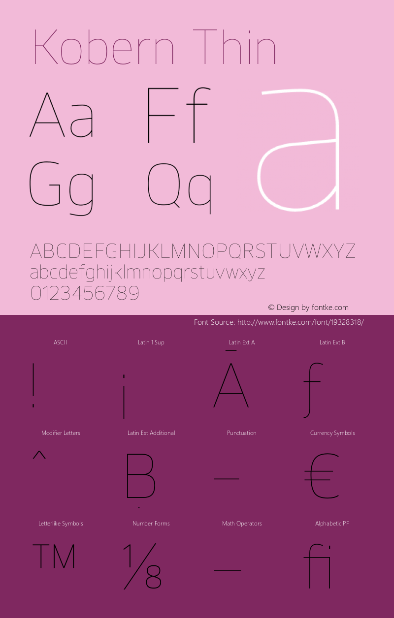 Kobern-Thin Version 1.001;PS 001.001;hotconv 1.0.56;makeotf.lib2.0.21325 Font Sample