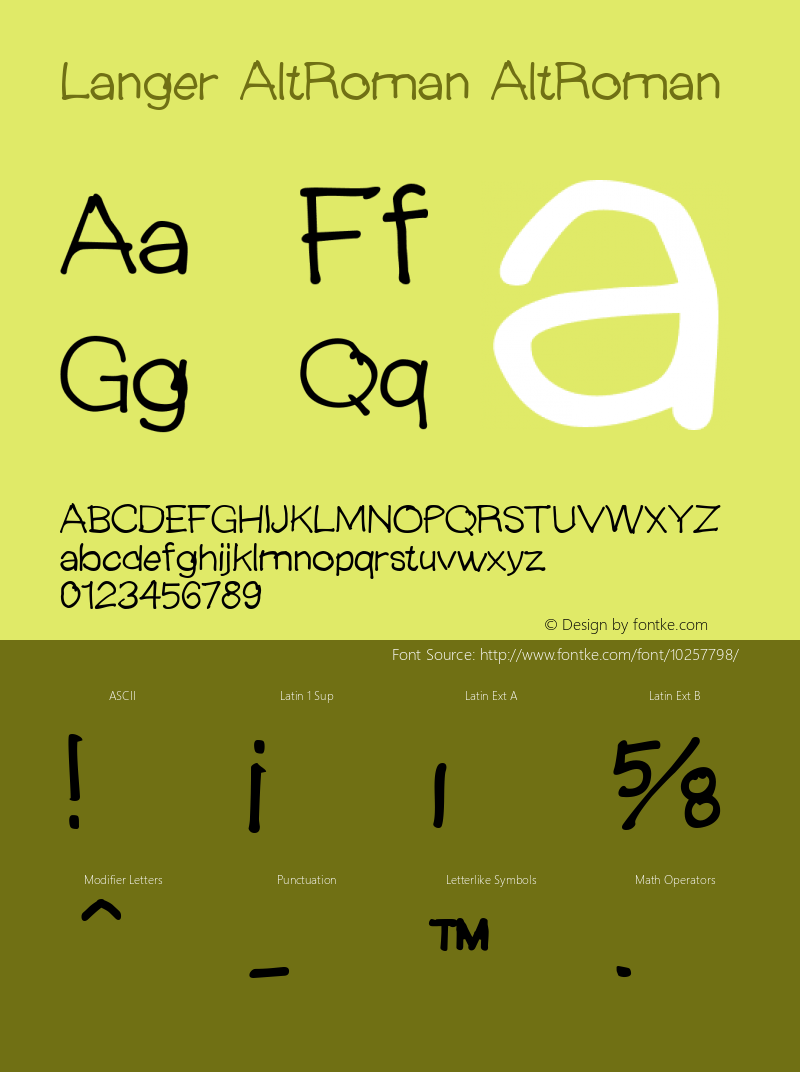 Langer AltRoman AltRoman Macromedia Fontographer 4.1 26.02.04 Font Sample