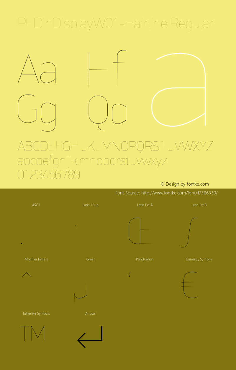 PFDinDisplayW01-Hairline Regular Version 2.90 Font Sample