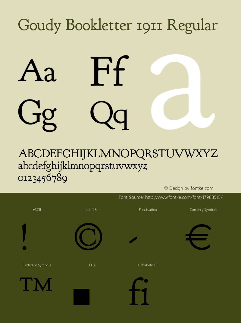 Goudy Bookletter 1911 Regular Version 2008.02.06 Font Sample