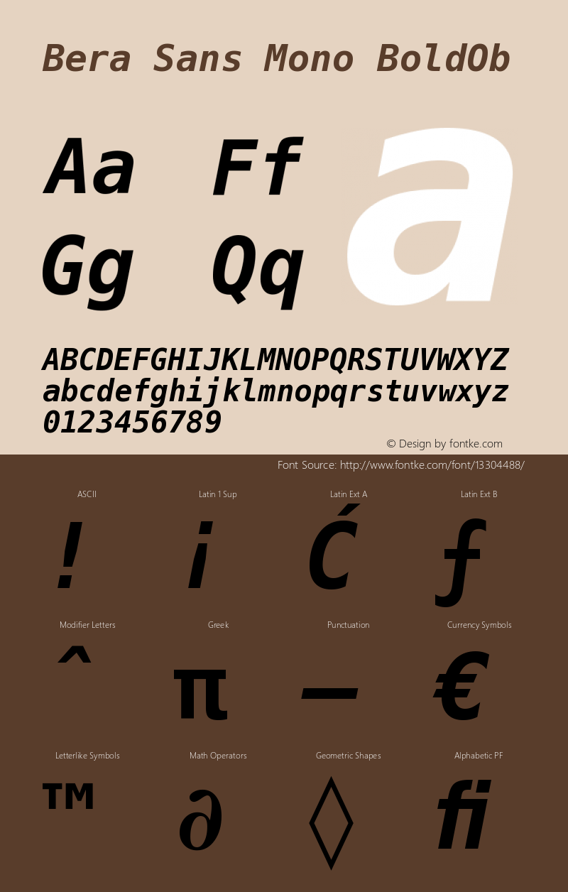 Bera Sans Mono BoldOb Version 002.000 Font Sample