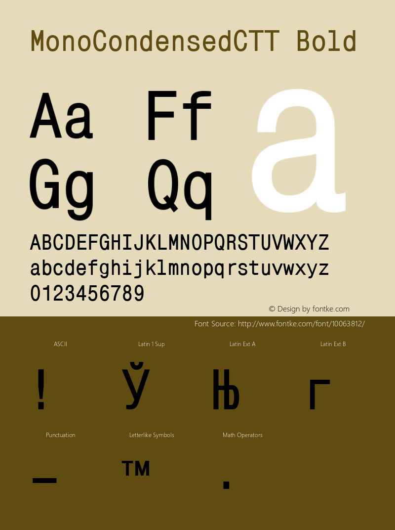 MonoCondensedCTT Bold 1.000.000 Font Sample