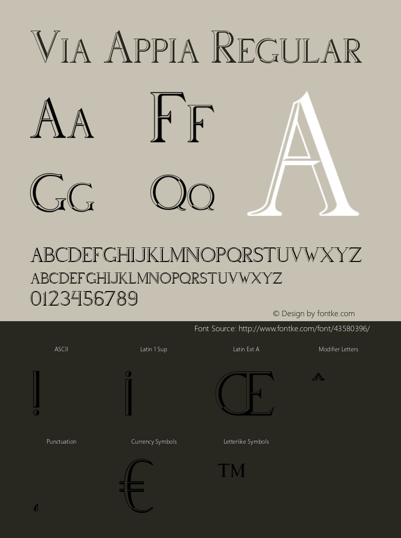 Via Appia Regular Version 1.000 Font Sample