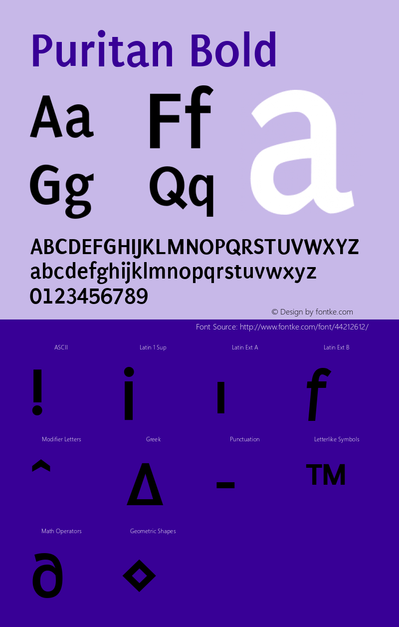 Puritan Bold 2.1 Font Sample