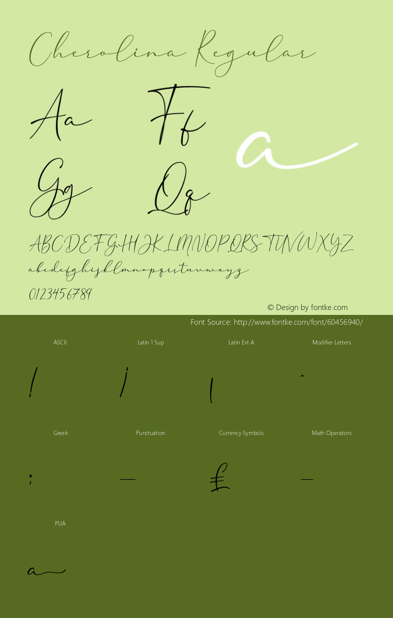 Cherolina Version 1.00;April 5, 2020;FontCreator 11.5.0.2427 32-bit Font Sample