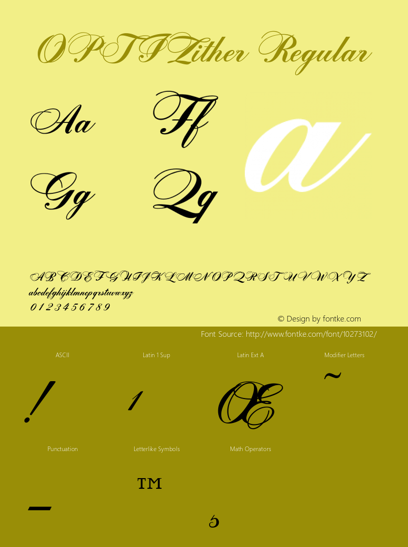 OPTIZither Regular Version 001.000 Font Sample