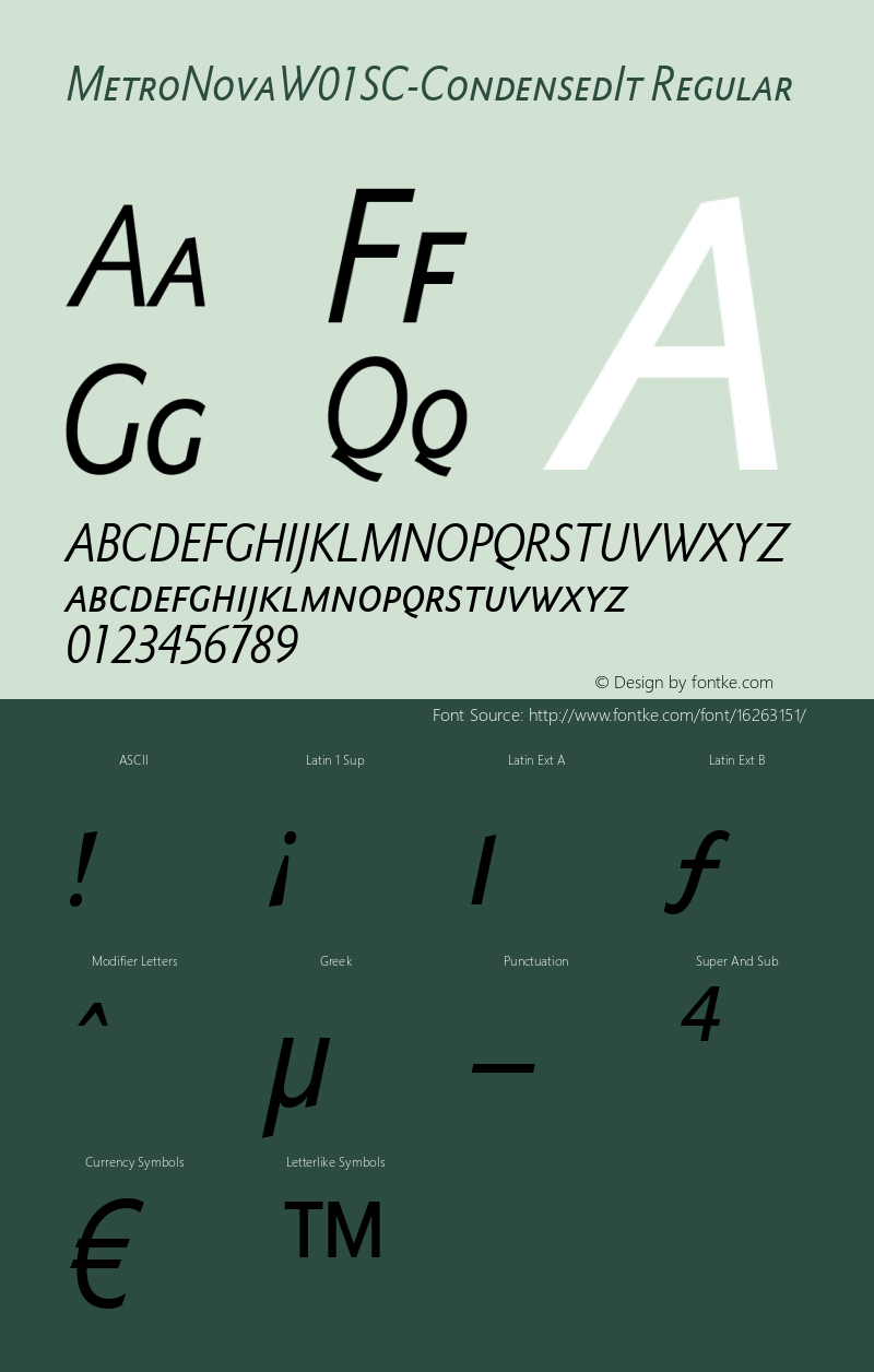 MetroNovaW01SC-CondensedIt Regular Version 1.10 Font Sample