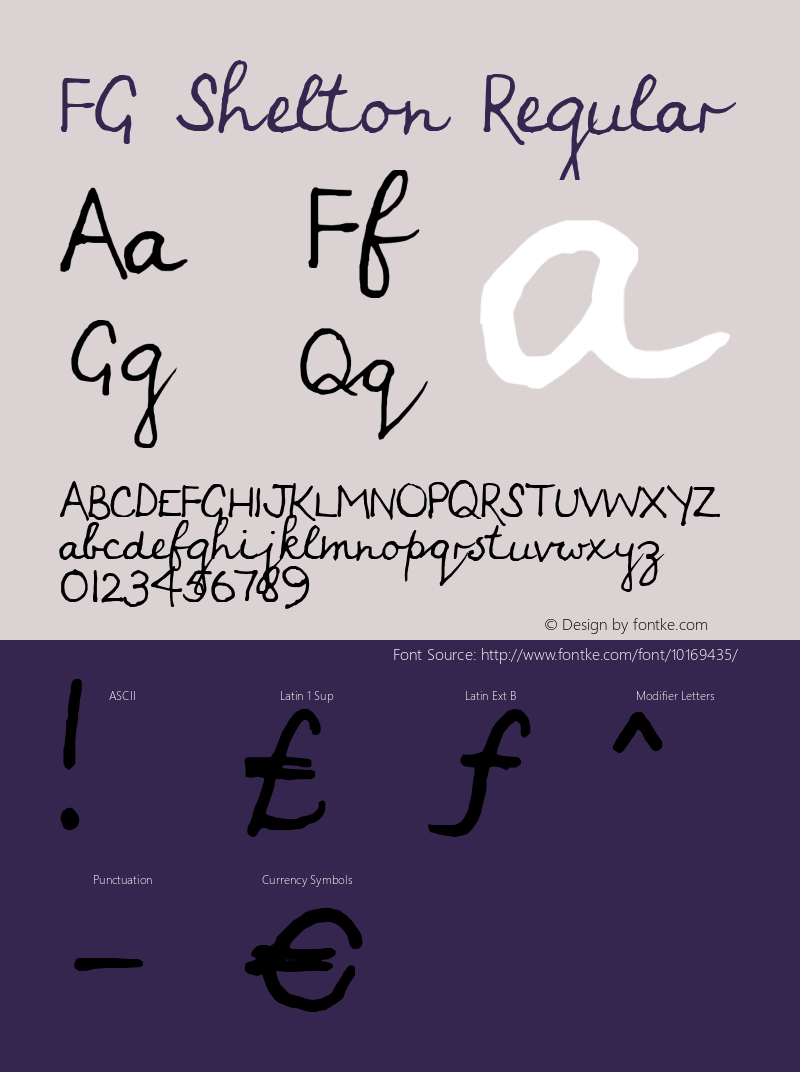 FG Shelton Regular 2002; 1.0, initial release Font Sample