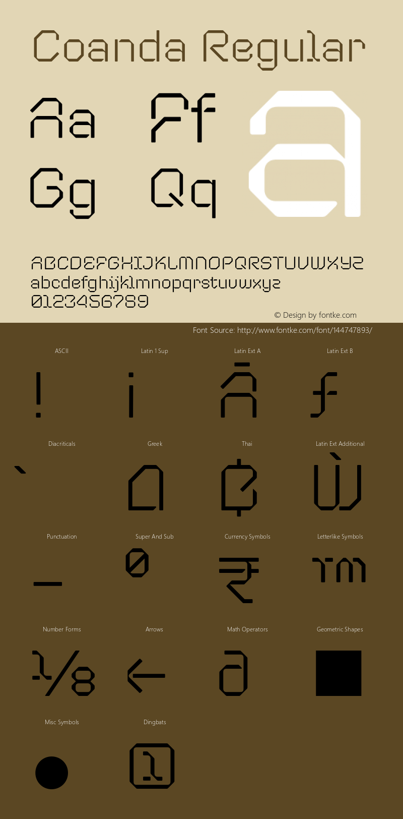 Coanda Regular Version 1.000;hotconv 1.0.109;makeotfexe 2.5.65596 Font Sample