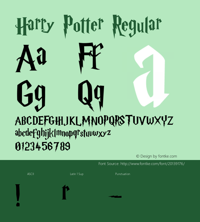 Harry Potter Harry Potter v1.2 Font Sample