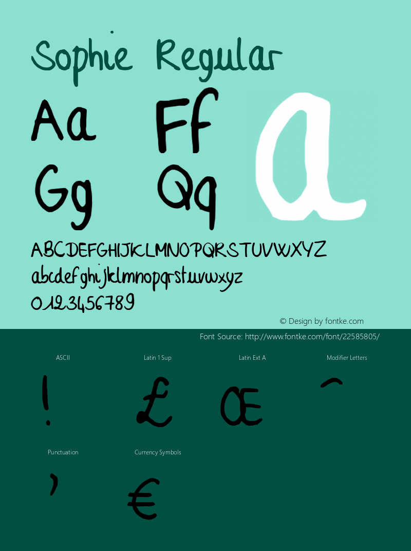 Sophie 1998; 1.0, initial release 2009 Font Sample