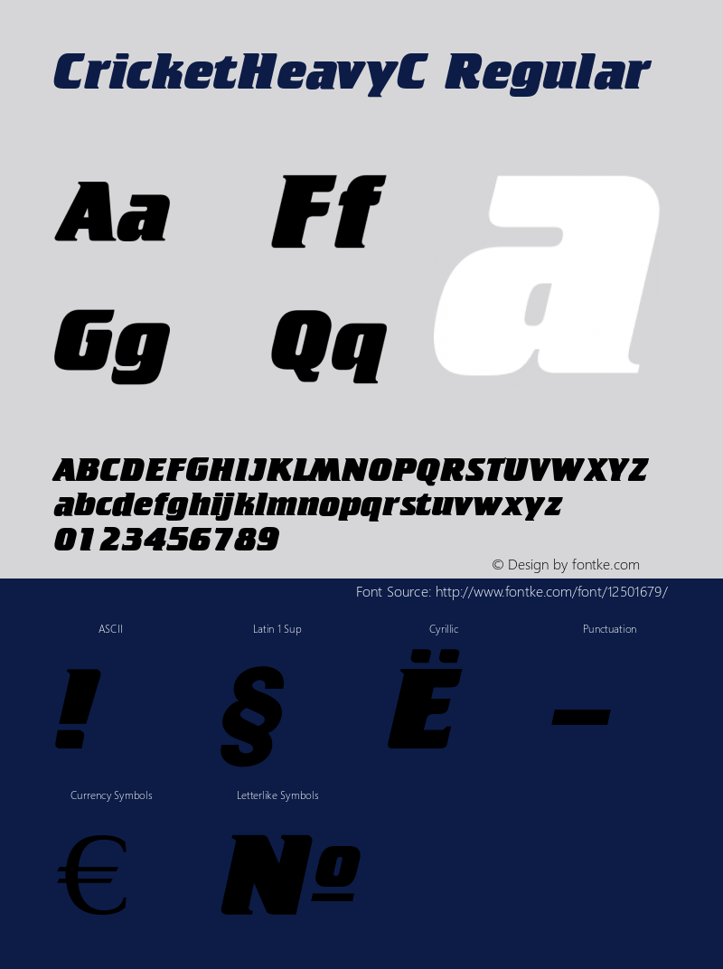 CricketHeavyC Regular OTF 1.0;PS 001.000;Core 116;AOCW 1.0 161 Font Sample