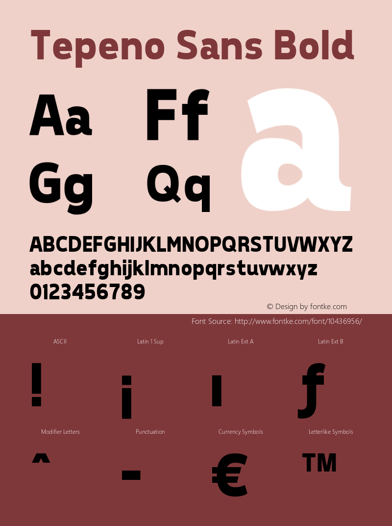 Tepeno Sans Bold v1.1 - 5/28/2012 Font Sample