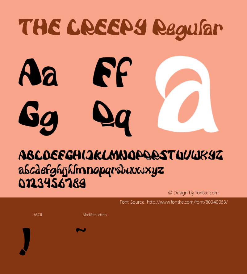 THE CREEPY Version 1.000 Font Sample