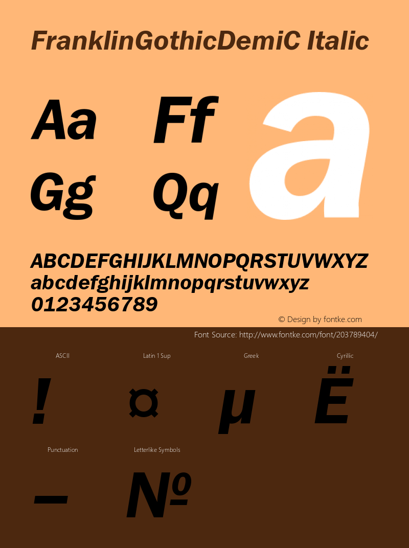 ITC Franklin Gothic Demi Italic Cyrillic Version 001.000图片样张