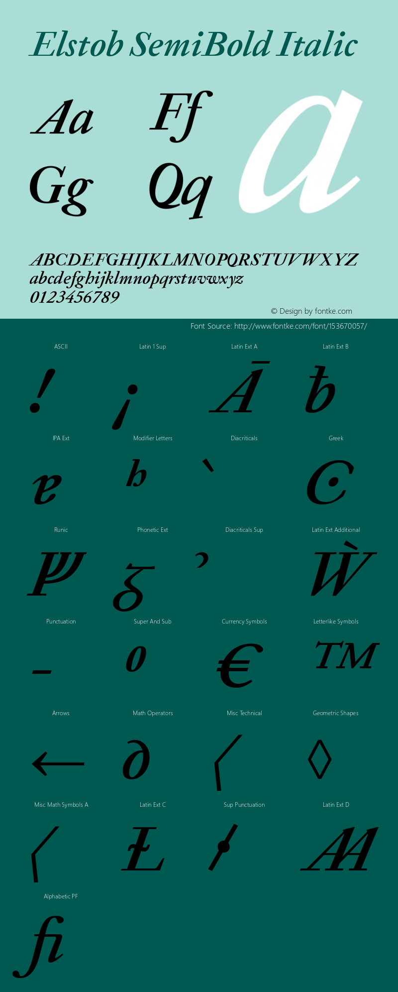 Elstob SemiBold Italic Version 1.010; ttfautohint (v1.8.3) Font Sample