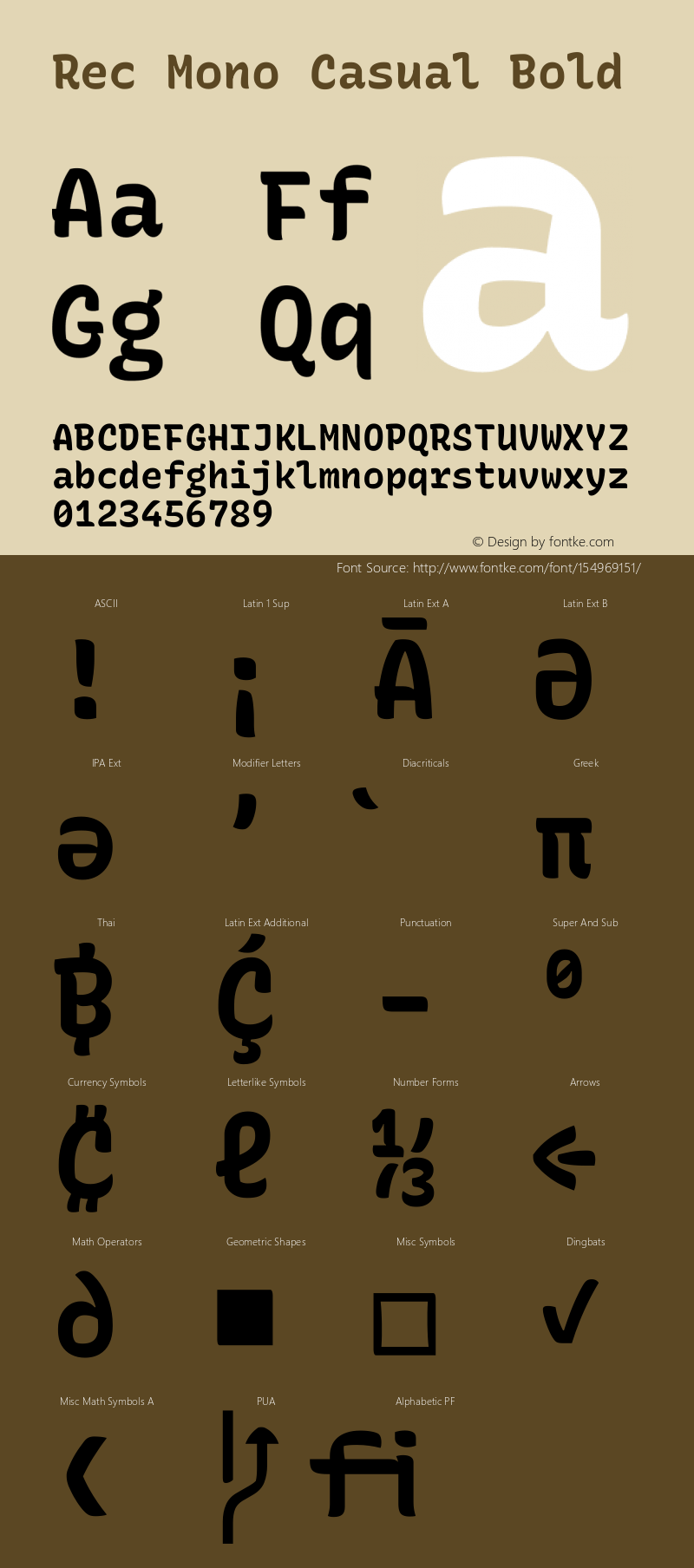 Rec Mono Casual Bold Version 1.077 Font Sample