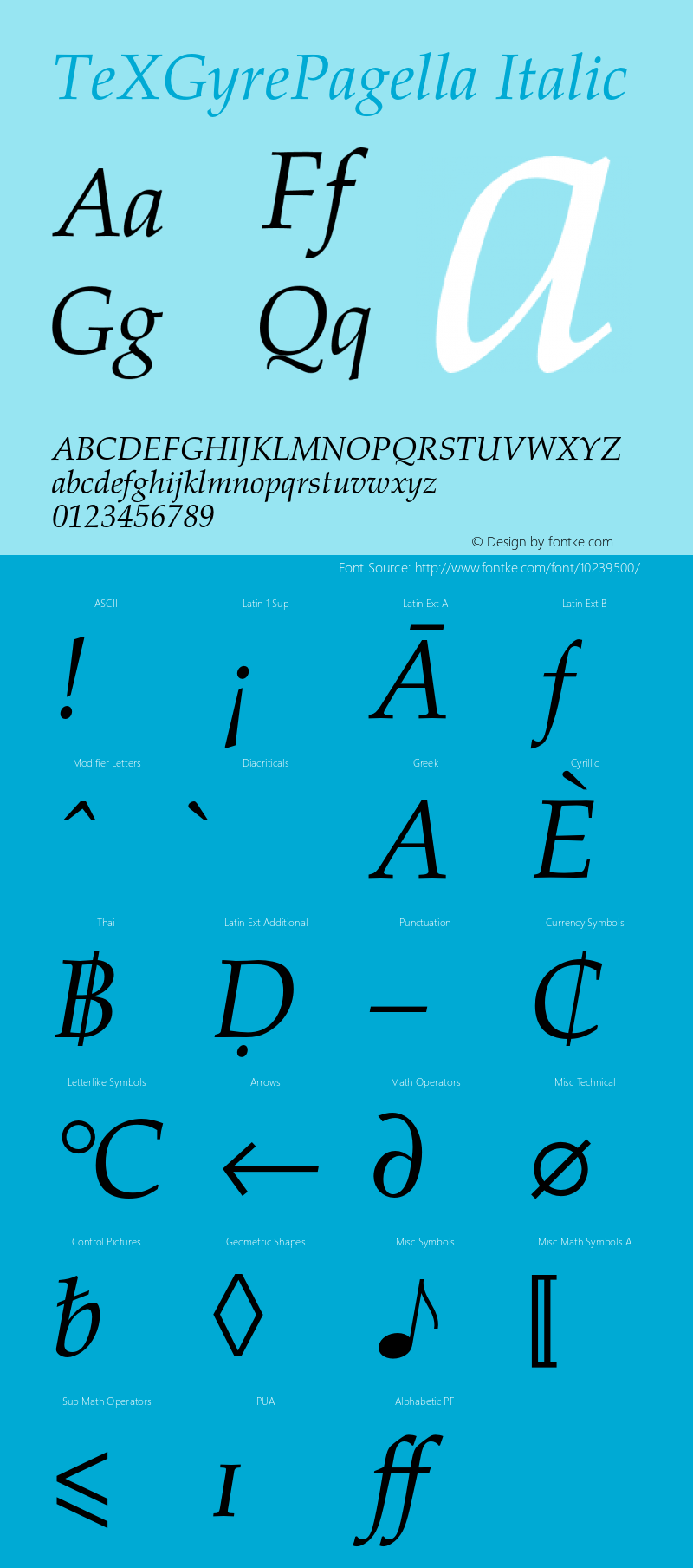 TeXGyrePagella Italic Version 1.011;PS 1.011;hotconv 1.0.49;makeotf.lib2.0.14853 Font Sample