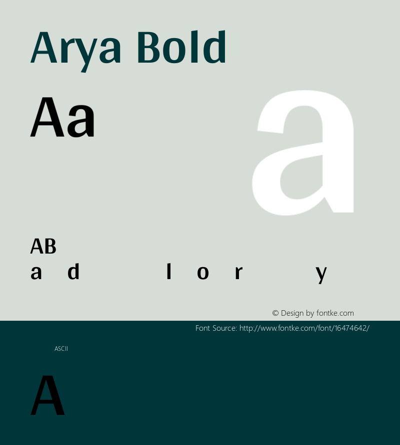 Arya Bold Version 1.001 Font Sample
