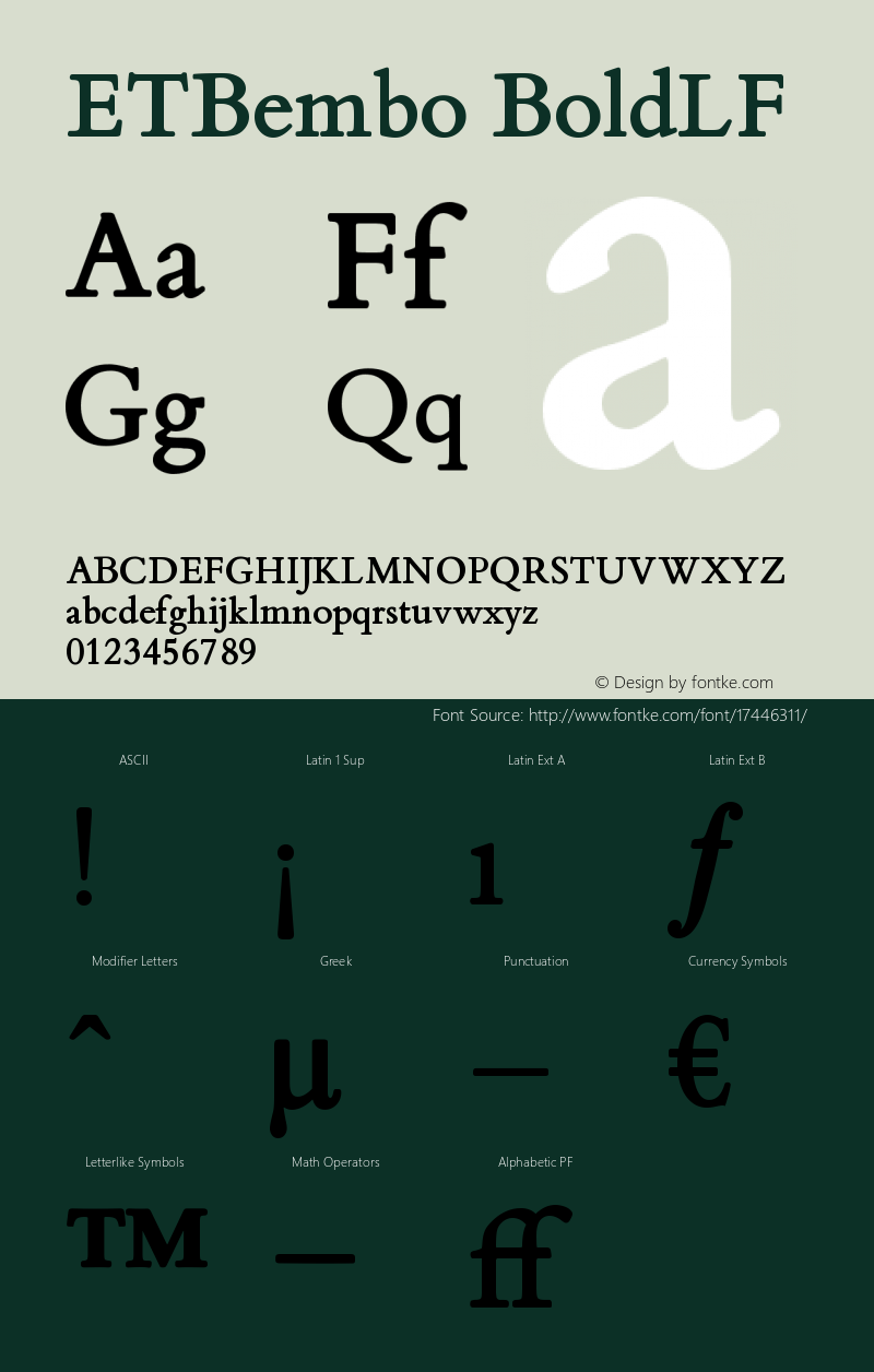 ETBembo BoldLF Version 001.001 Font Sample