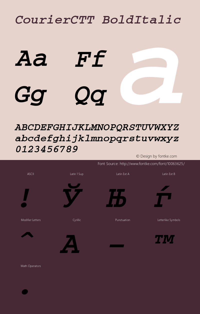 CourierCTT BoldItalic TrueType Maker version 1.10.00 Font Sample