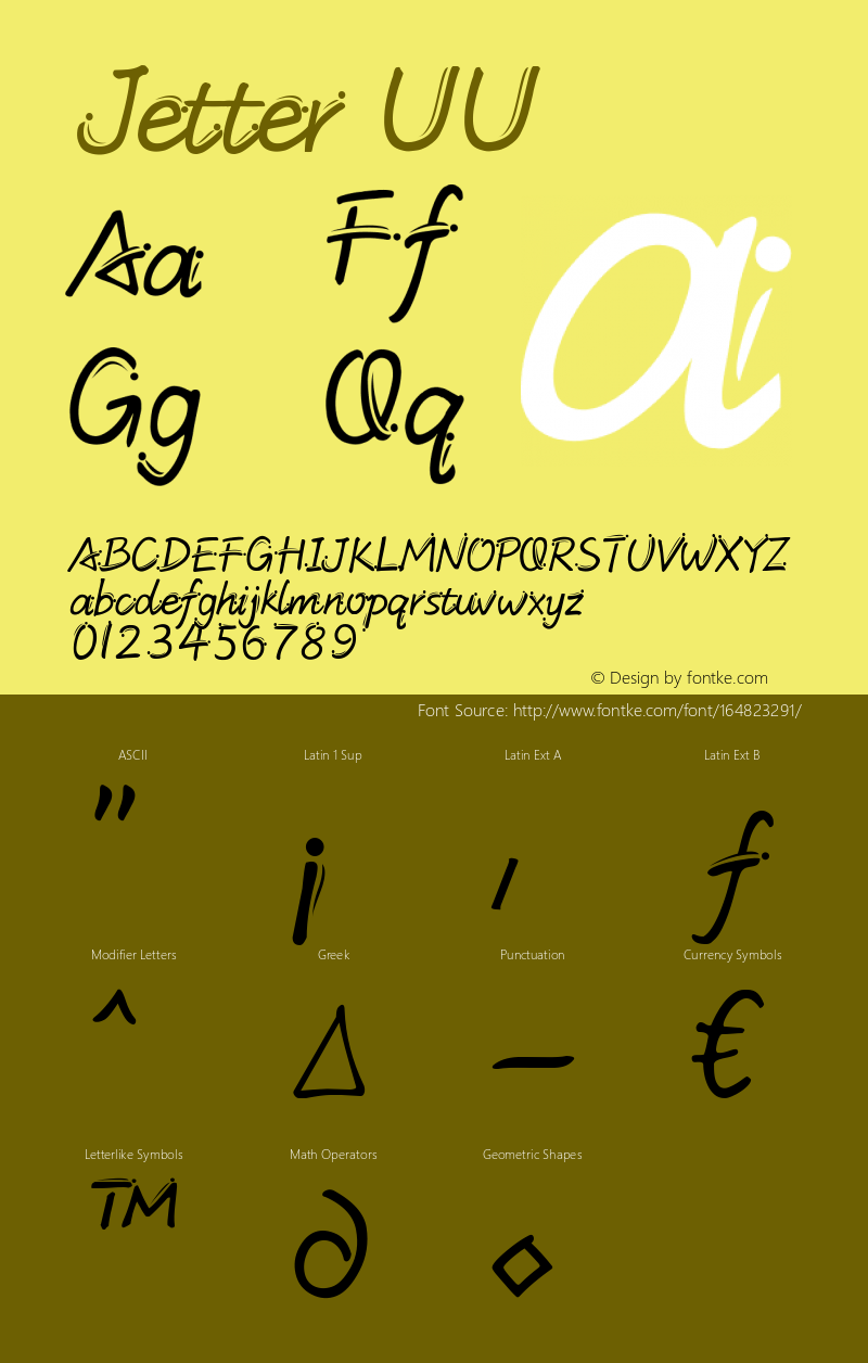 Jetter Version 1.00 Font Sample