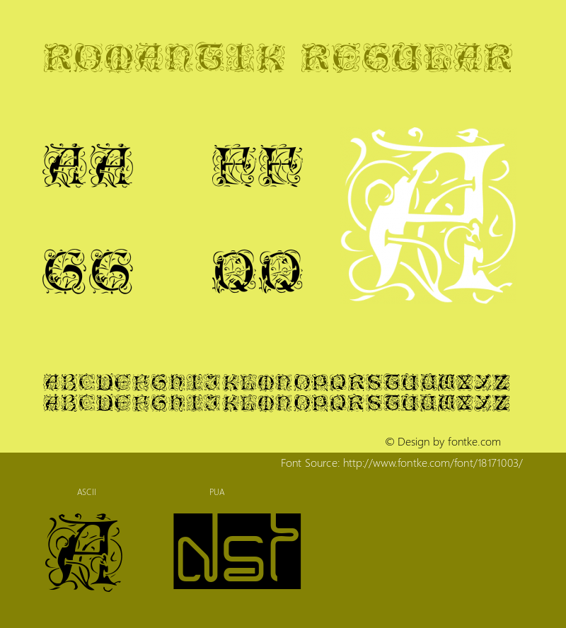 Romantik Regular 1.23 Font Sample