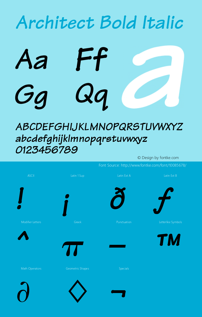 Architect Bold Italic Font Version 2.6; Converter Version 1.10 Font Sample