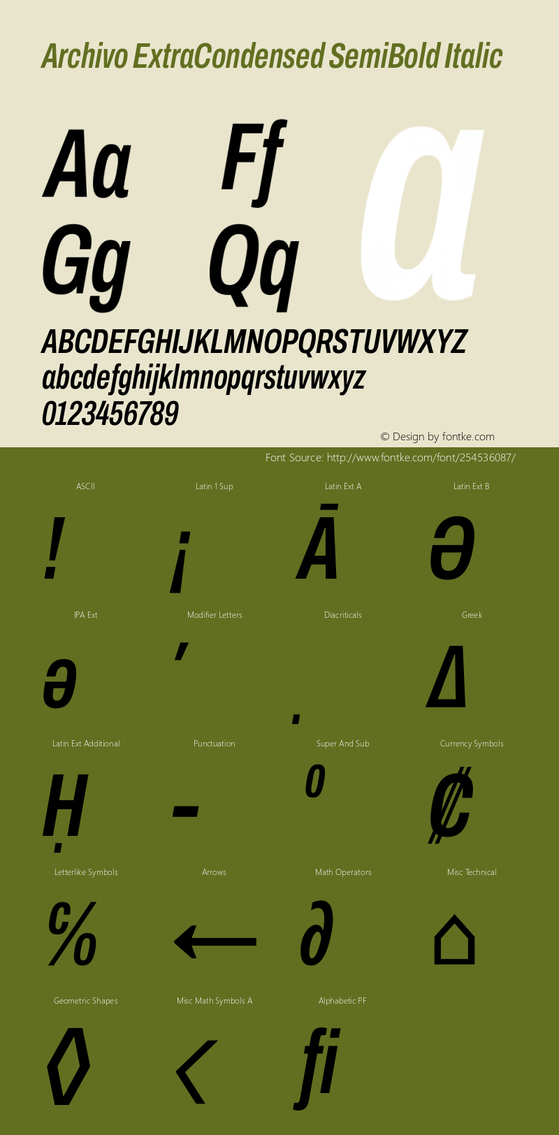 Archivo ExtraCondensed SemiBold Italic Version 2.001图片样张