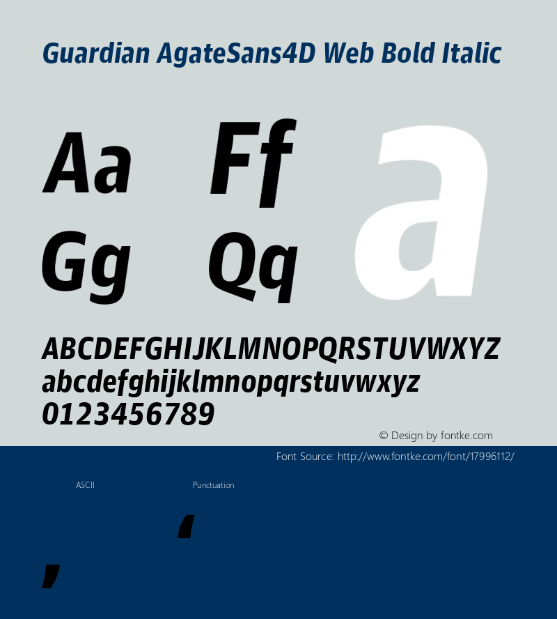 Guardian AgateSans4D Web Bold Italic Version 001.002 2011 Font Sample