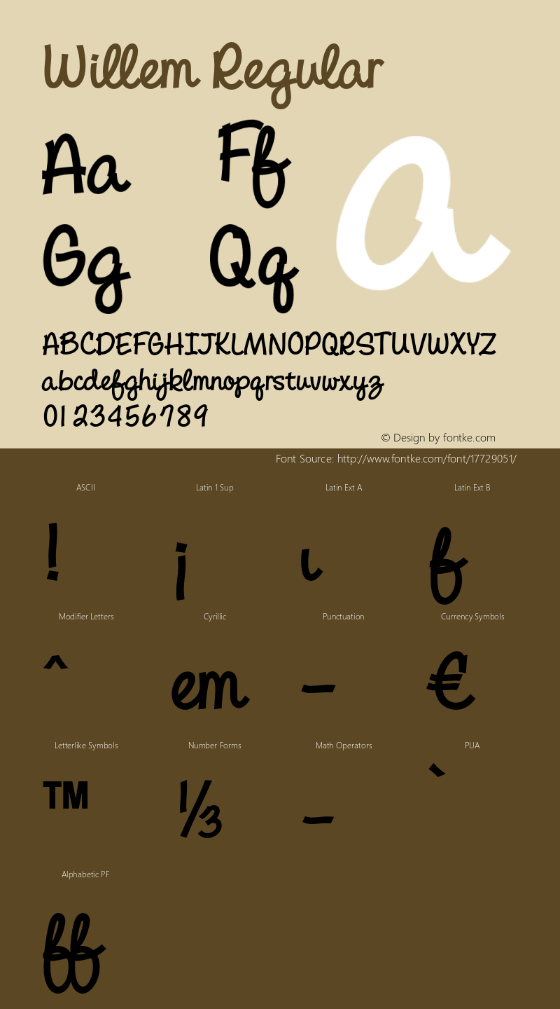 Willem Regular Version 001.000 Font Sample