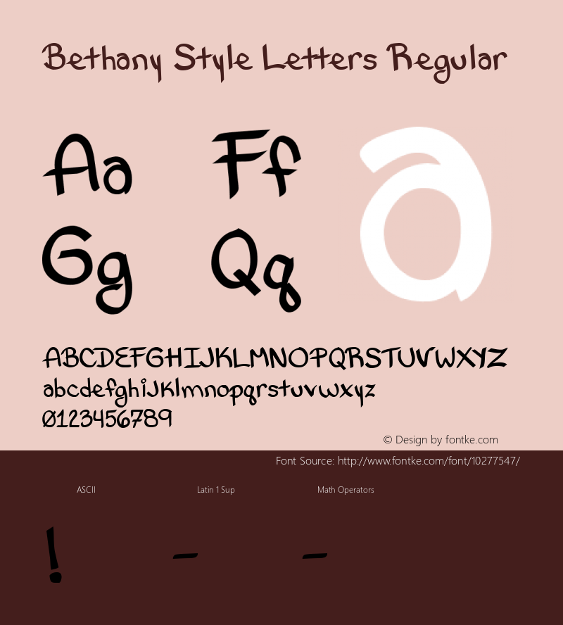 Bethany Style Letters Regular Fontographer 4.7 5/5/09 FG4M­0000004389 Font Sample