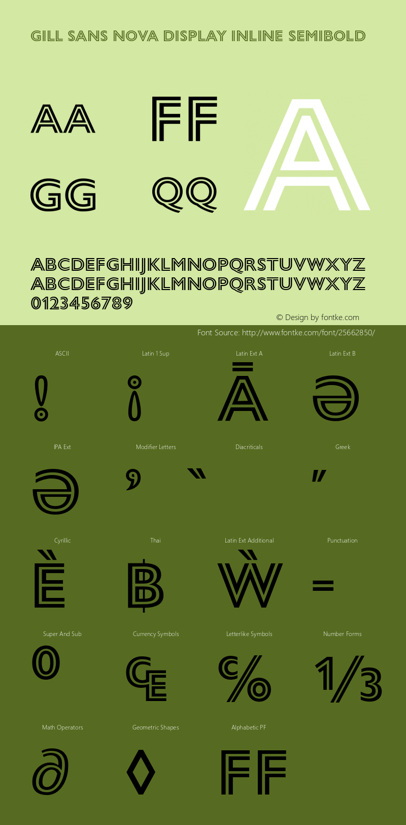 Gill Sans Nova Display Inline SemiBold Version 1.00 Font Sample