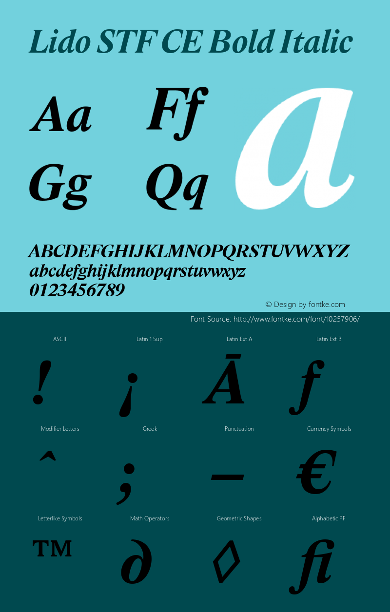 Lido STF CE Bold Italic 001.000 Font Sample