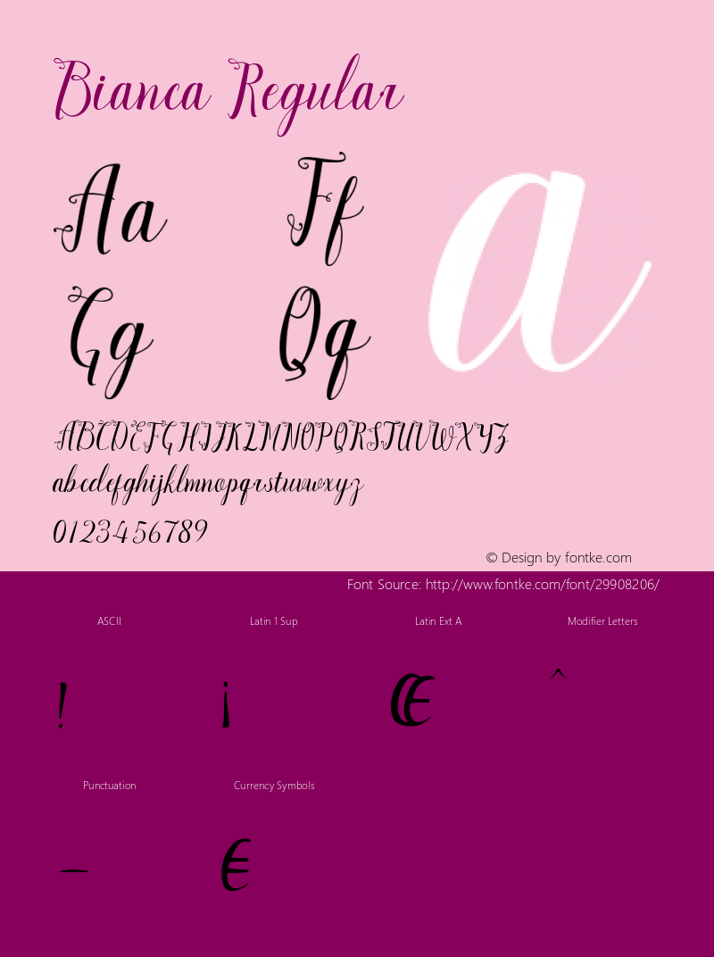 Bianca Version 1.000 Font Sample