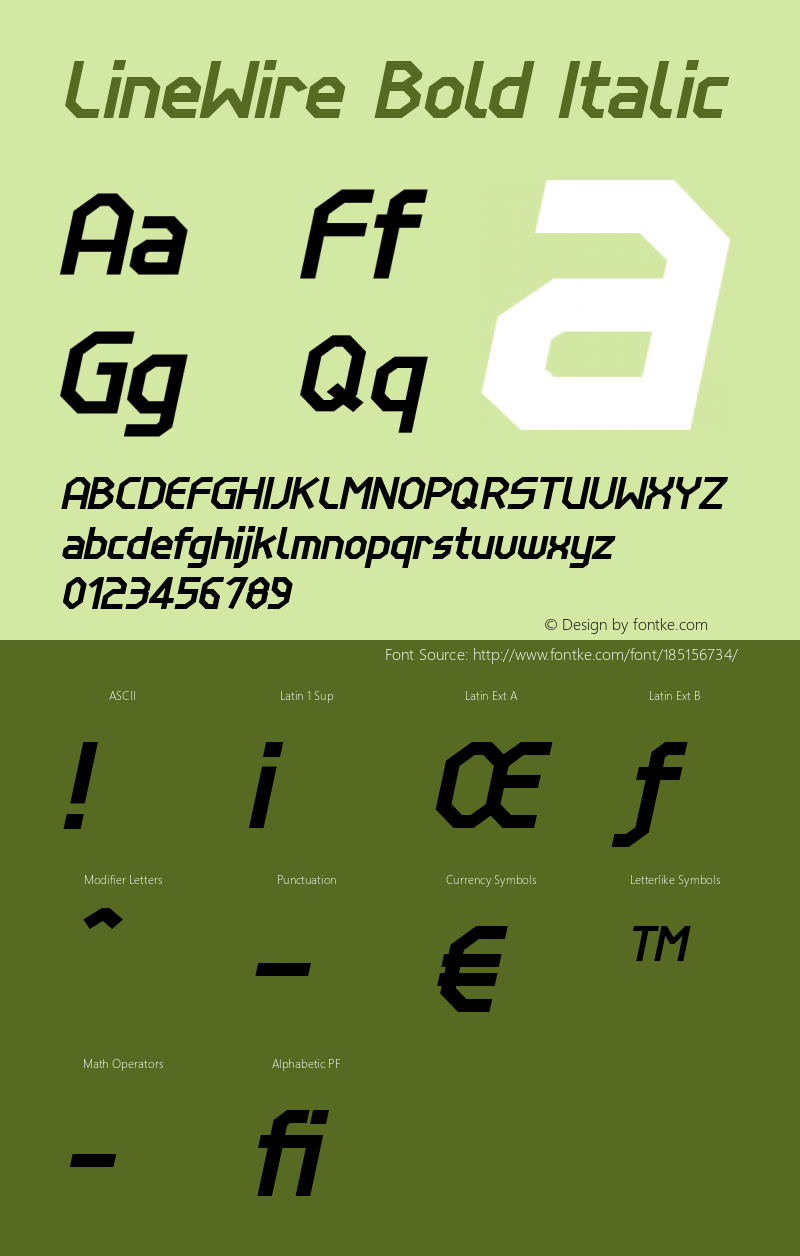 LineWire Bold Italic Version 001.000图片样张