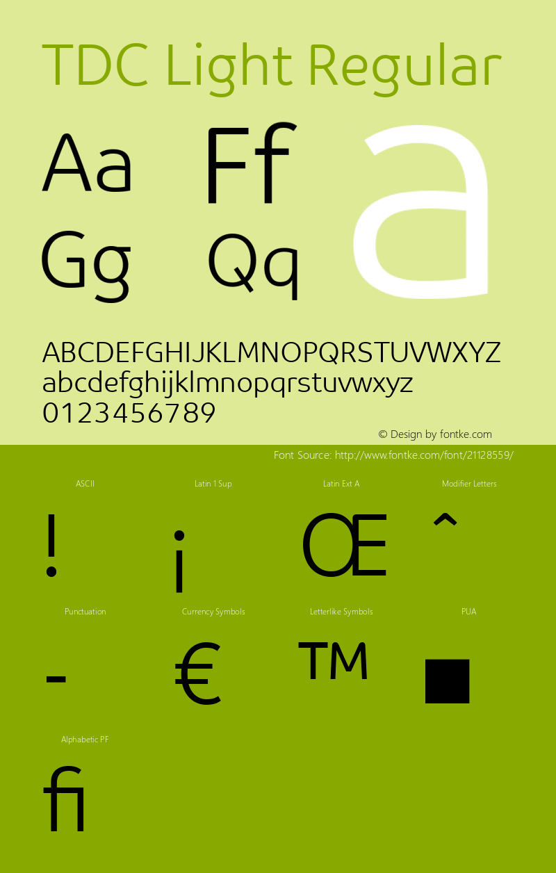 TDC Light Regular Version 1.00 Font Sample