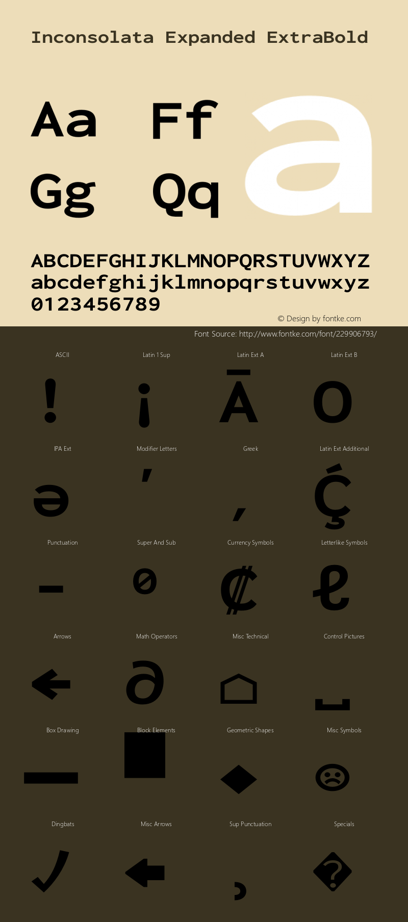 Inconsolata Expanded ExtraBold Version 3.100图片样张