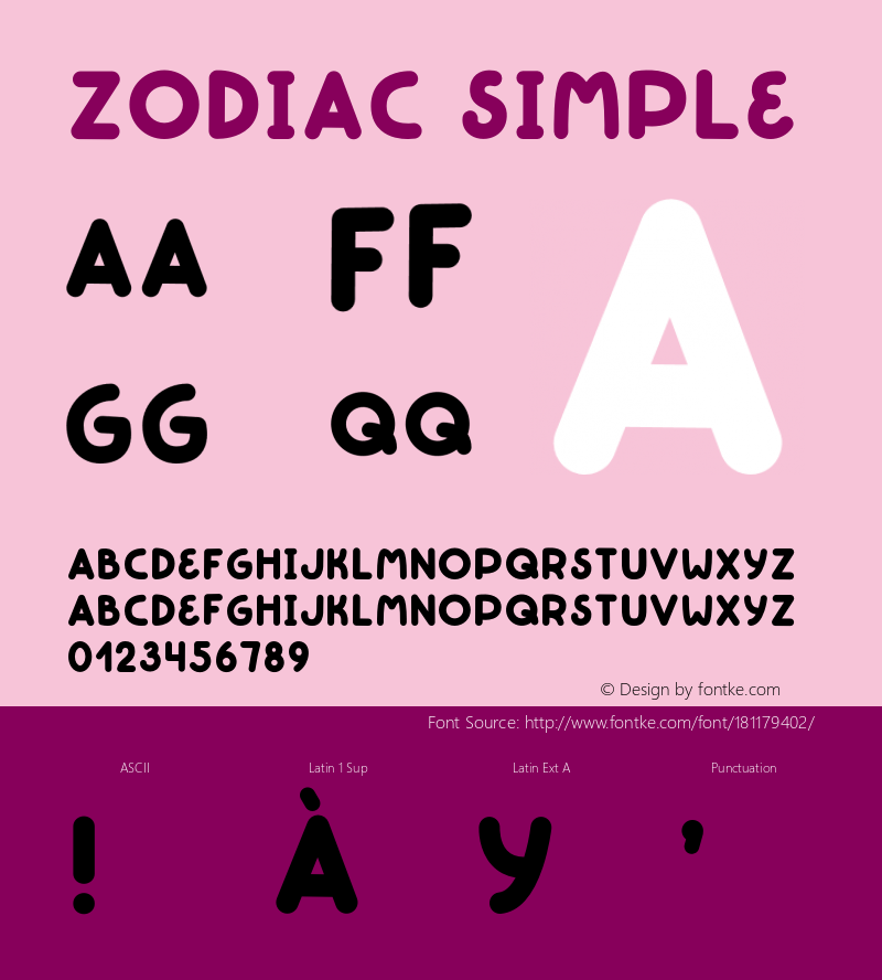 Zodiac Simple Version 1.001;Fontself Maker 3.5.7图片样张