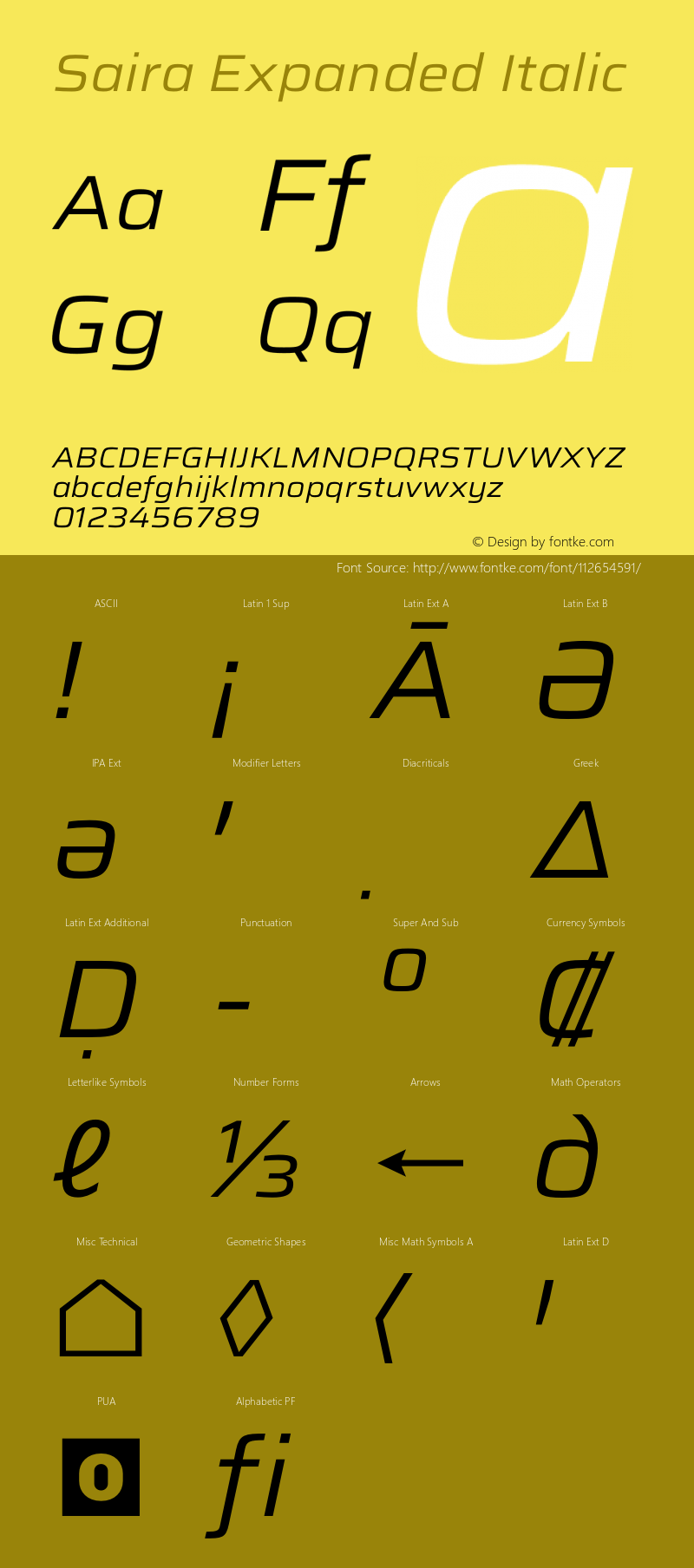 Saira Expanded Italic Version 1.100 Font Sample