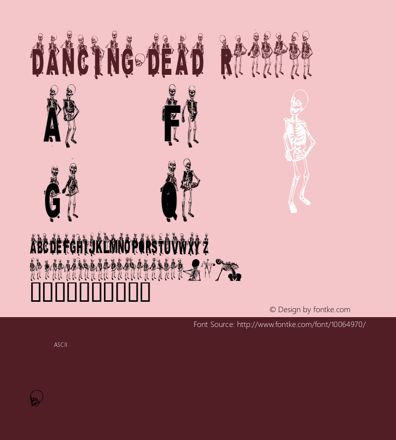 DANCING-DEAD Regular 2000; 1.0, a bone release Font Sample