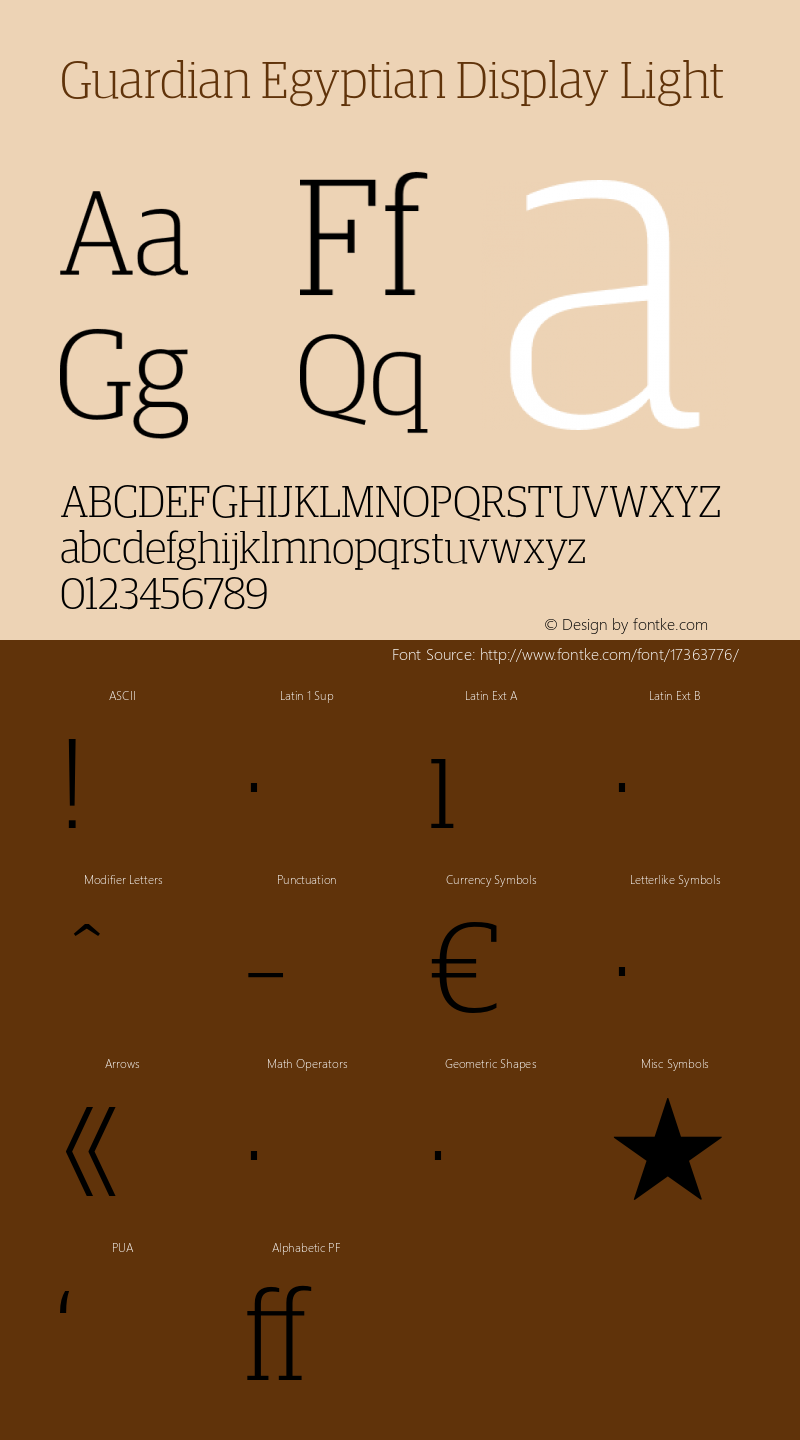 Guardian Egyptian Display Light Version 1.3; 2016 Font Sample