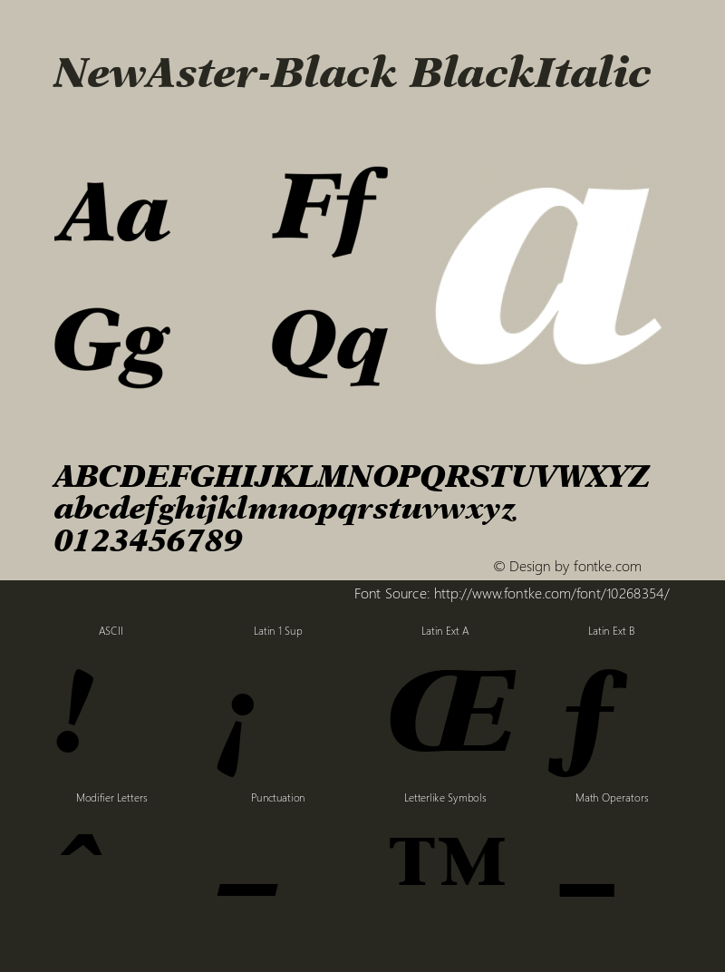 NewAster-Black BlackItalic Version 1.00 Font Sample