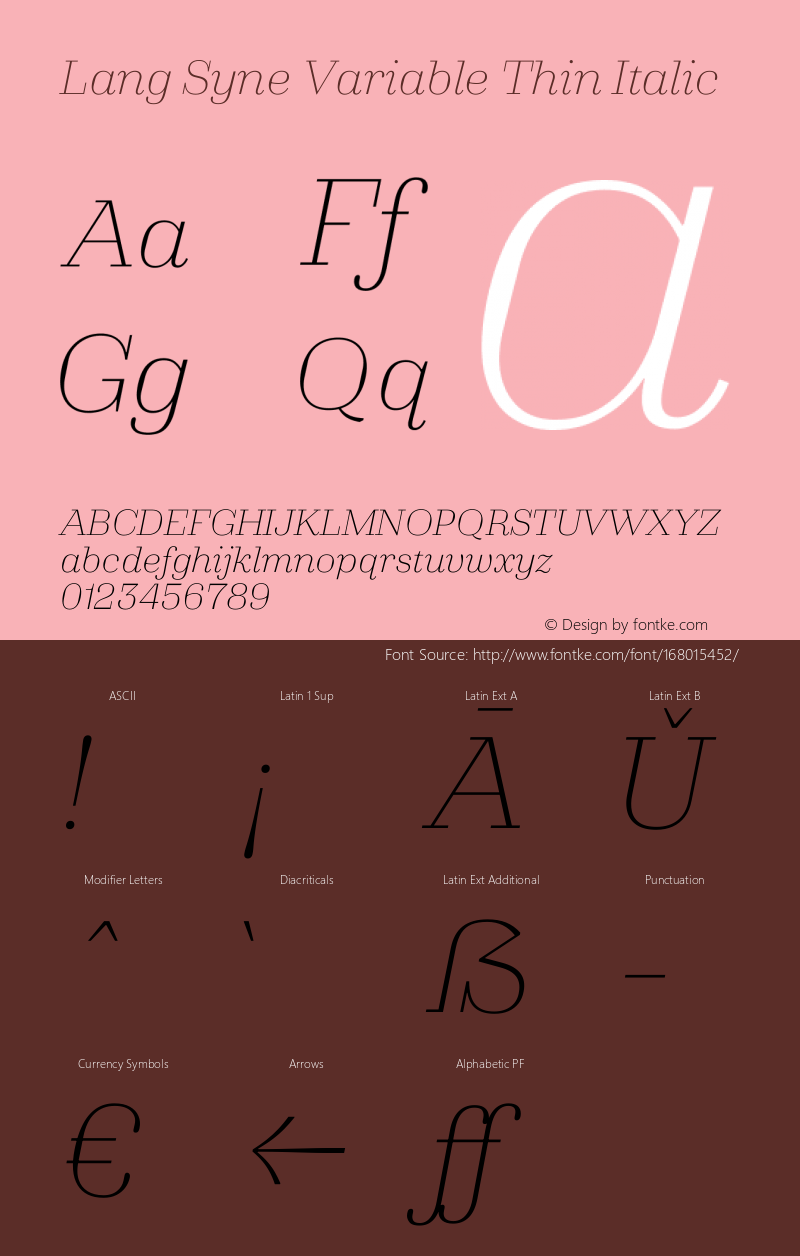 Lang Syne Variable Thin Italic Version v0.1, Build 1.001图片样张