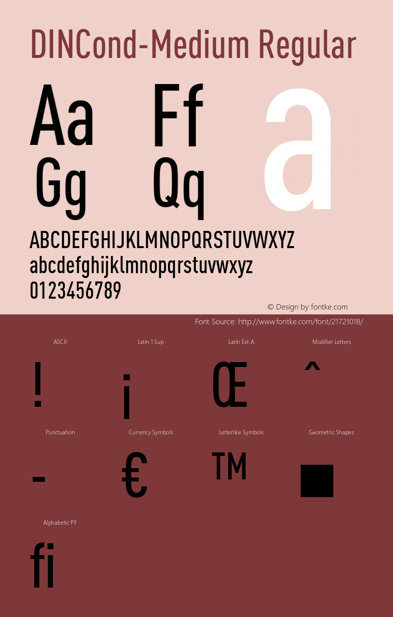 DINCond-Medium Regular 001.000 Font Sample