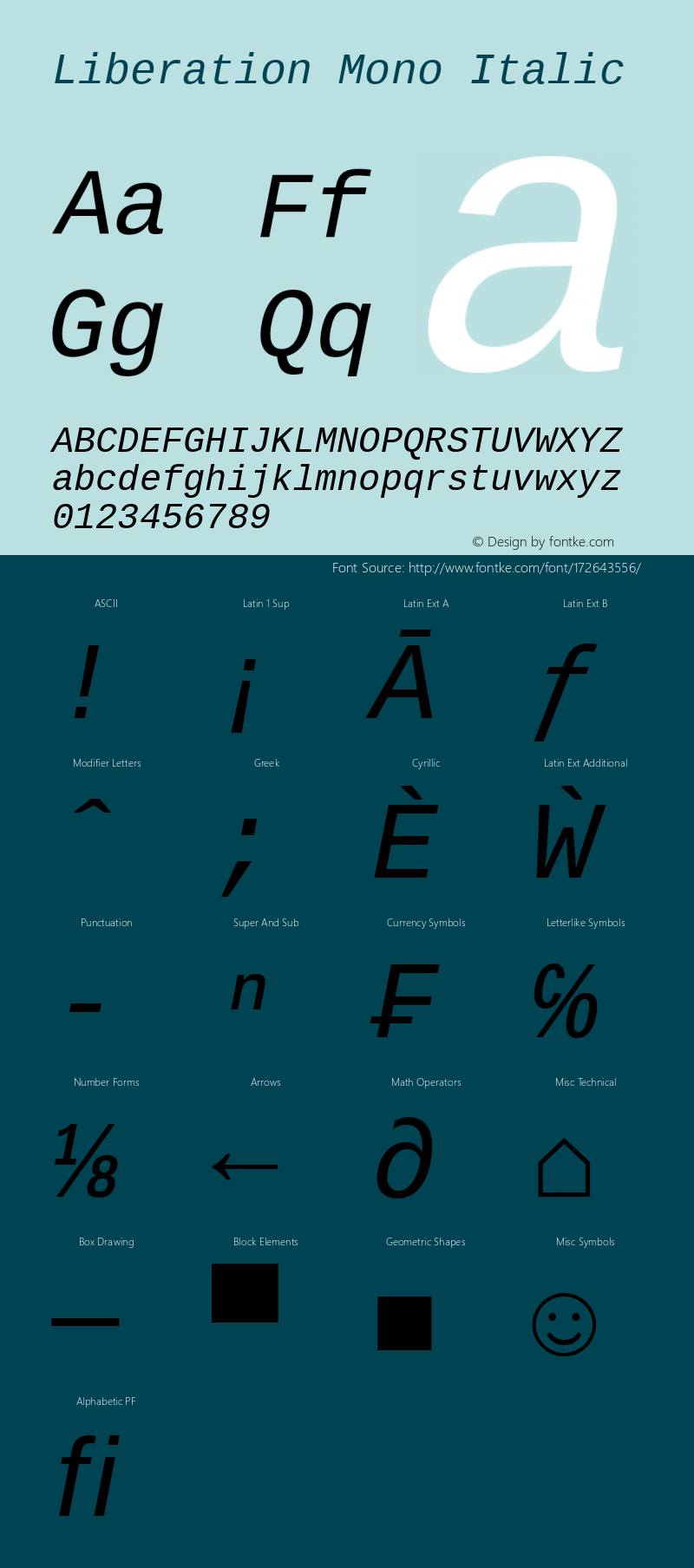 Liberation Mono Italic Version 1.07图片样张