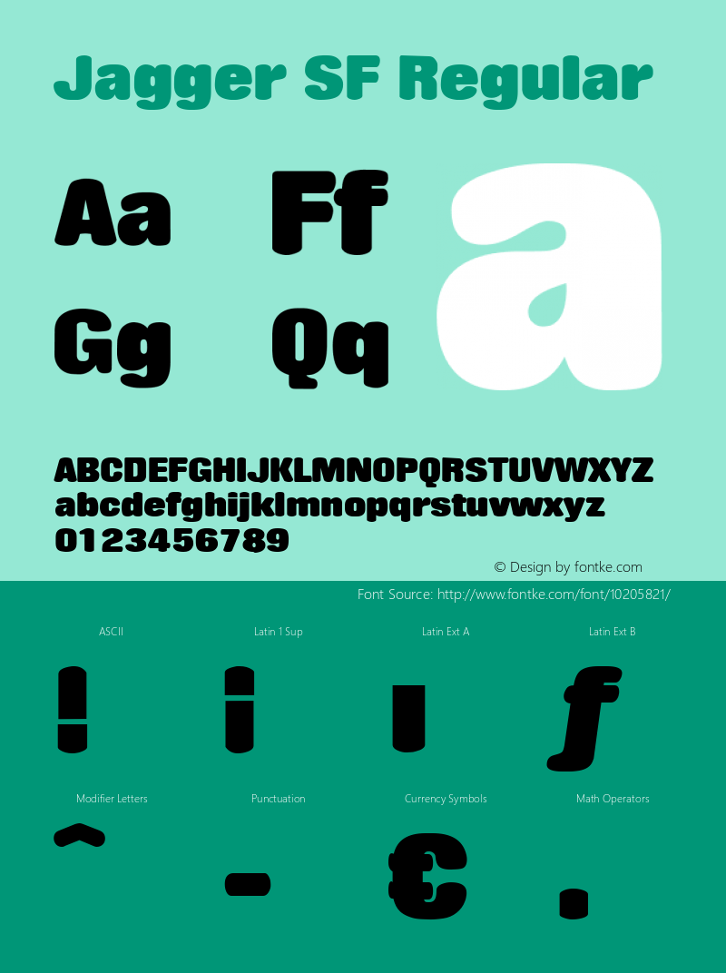 Jagger SF Regular Altsys Fontographer 3.5  31.01.1994 Font Sample