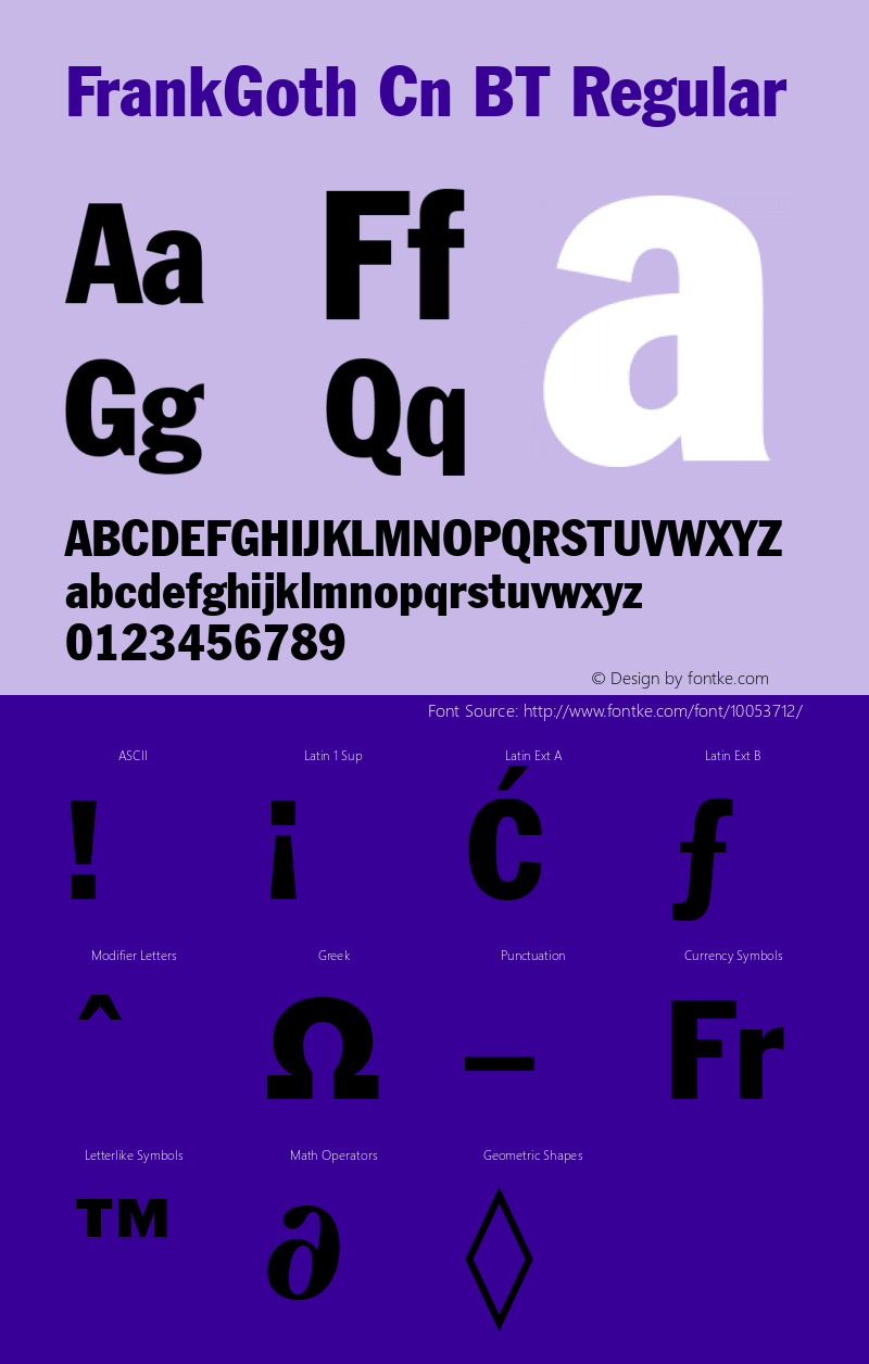 FrankGoth Cn BT Regular mfgpctt-v1.52 Monday, January 25, 1993 12:59:58 pm (EST) Font Sample