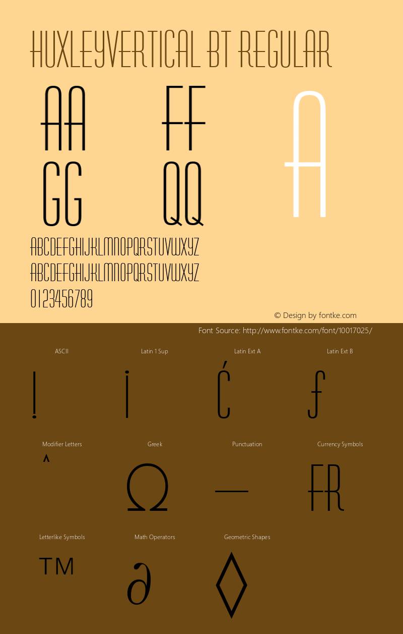 HuxleyVertical BT Regular mfgpctt-v4.4 Dec 14 1998 Font Sample