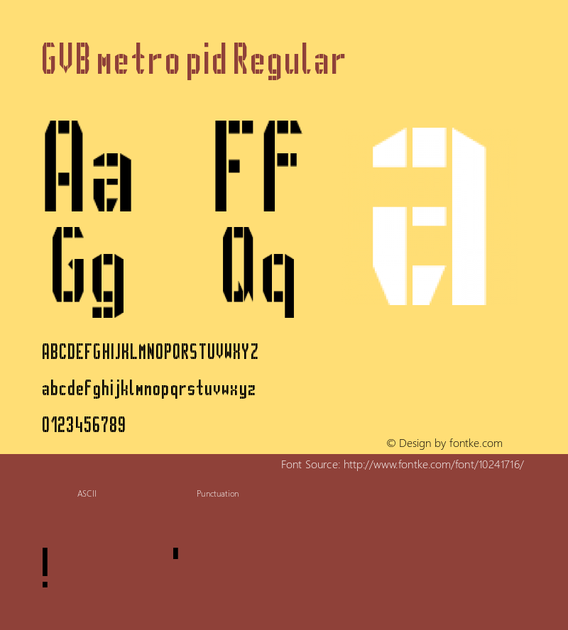 GVB metro pid Regular Version 1.0 Font Sample